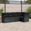 5-tlg. Garten-Sofagarnitur mit Kissen Schwarz Poly Rattan, Produktbild-Vorschau 1