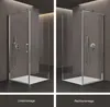 Two views of a shower cabin, one labeled 'Linksmontage' and the other 'Rechtsmontage'. Voir les images du produit