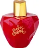 A red heart-shaped perfume bottle with a gold cap. Náhled obrázku produktu