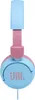 A close-up studio shot of a pair of blue and pink JBL JR310 headphones. Produktbild-Vorschau