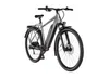 A studio shot of a grey electric bicycle against a white background. Produktbild-Vorschau