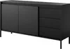 A black sideboard with ribbed fronts and drawers, shown against a white background. Produktbild-Vorschau