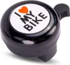 A black bicycle bell with an orange heart and the text "I MY BIKE" on a white circular sticker. Produktbild-Vorschau