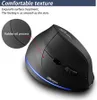 A close-up marketing image of a black vertical gaming mouse with blue LED lighting. Produktbild-Vorschau