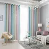 A living room with pastel striped curtains featuring star cutouts, a modern chair, and a coffee table. Náhled obrázku produktu