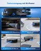 Collage of images showing a robot vacuum cleaner and its features. Produktbild-Vorschau