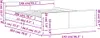 A schematic diagram of a white bed frame with dimensions indicated by text and lines. Voir les images du produit