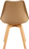 The back view of a single dining chair with a khaki seat and wooden legs. Voir les images du produit