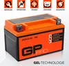 A product shot of a GP-PRO Gel battery with marketing icons and text. Produktbild-Vorschau