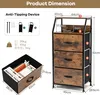 A diagram showing the dimensions and features of a storage cabinet, along with an illustration of an anti-tipping device and weight capacities. Podgląd zdjęcia produktu