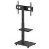 A black TV stand with wheels and a shelf, shown against a white background. Anteprima dell’immagine prodotto