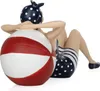A decorative figurine of a woman in a vintage swimsuit relaxing on a beach ball. Anteprima dell’immagine prodotto