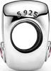 A close-up view of a silver charm with pink stones, featuring the inscription 'S 925'. Podgląd zdjęcia produktu