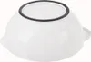 A white bowl with a black rim is shown from the side, upside down. Voir les images du produit