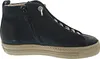 A side view of a blue high-top sneaker with a tan sole. Produktbild-Vorschau