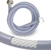 A coiled gray hose with silver and white connectors, shown against a white background. A cutaway view reveals the reinforced interior of the hose. Produktbild-Vorschau
