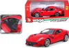 A collage of images showing a red Bburago Ferrari F12TDF 1:24 scale model car, including a close-up of the interior and the product packaging. Produktbild-Vorschau