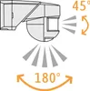 Diagram illustrating the detection angles of a motion sensor. Produktbild-Vorschau
