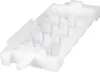 A white plastic ice cube tray with multiple compartments and a nozzle on the side, isolated on a white background. Produktbild-Vorschau