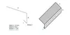 Diagrams showing measurements and angles for a building component, with a 3D representation of the component. Produktbild-Vorschau