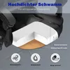A cutaway view of an ergonomic office chair, highlighting its materials and features, with accompanying icons and text. Produktbild-Vorschau