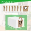 A product size chart showing a group of vacuum cleaner dust bags and a single dust bag with dimensions. Produktbild-Vorschau