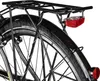 Close-up view of the rear wheel, fender, and rack of a black bicycle. Produktbild-Vorschau