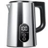 A studio shot of a silver electric kettle with a digital display and black handle. Produktbild-Vorschau