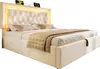 Polsterdoppelbett - 160x200 cm Beige ,Samtbezug - Produktbild-Vorschau 9