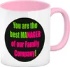 Manager of our Family Kaffeebecher in rosa mit Spruch für Produktbild-Vorschau 1