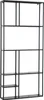 A black metal wall shelf with multiple compartments against a white background. Anteprima dell’immagine prodotto