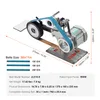 A product shot of a belt sander with dimensions and specifications overlaid. Voir les images du produit