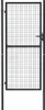 A gray metal garden gate with a mesh infill, shown in front view against a white background. Anteprima dell’immagine prodotto