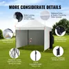 A white pop-up tent set up on a grassy field with a blue sky and clouds in the background. Various features of the tent are highlighted with callouts and close-up images. Anteprima dell’immagine prodotto