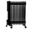 A black oil-filled radiator with 11 fins and an LED display is shown against a white background. Produktbild-Vorschau