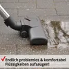 A vacuum cleaner head is shown sucking up water from a wet paved surface. Produktbild-Vorschau