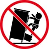 A warning symbol indicating that children should not climb on furniture to prevent it from tipping over. Podgląd zdjęcia produktu