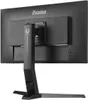 The back of a black computer monitor is shown, mounted on its stand. Produktbild-Vorschau