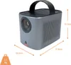A portable projector with dimensions and weight indicated. Podgląd zdjęcia produktu