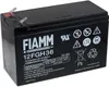 A black rechargeable lead-acid battery with white text and symbols on a white background. Produktbild-Vorschau