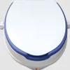 A top-down view of a white and blue toilet seat riser with a lid. Anteprima dell’immagine prodotto