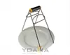 A kitchen clamp holding a white plate, presented on a white background. Produktbild-Vorschau