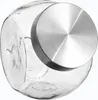 A top-down view of a glass jar with a stainless steel lid. Podgląd zdjęcia produktu
