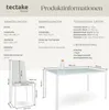 Product information and dimensions for a dining set, including a table and chairs. Náhled obrázku produktu