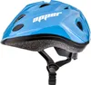 A blue children's bicycle helmet with the brand name 'apper' printed on it. Produktbild-Vorschau