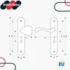 Diagrams showing the dimensions of door handles and escutcheons. Anteprima dell’immagine prodotto