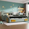 Babybed 140 x 200 cm, groen autobed van flanel met Productafbeelding-voorbeeld 9