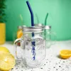 4 Trinkgläser mit Deckel und Glasstrohhalme Kaffeegläser Produktbild-Vorschau 5