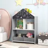 COSTWAY 2 in 1 Kinderregal mit Tafel, 2 Boxen & 6 Fächern, Produktbild-Vorschau 2