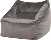 A large, plush bean bag chair in a dark gray color.
